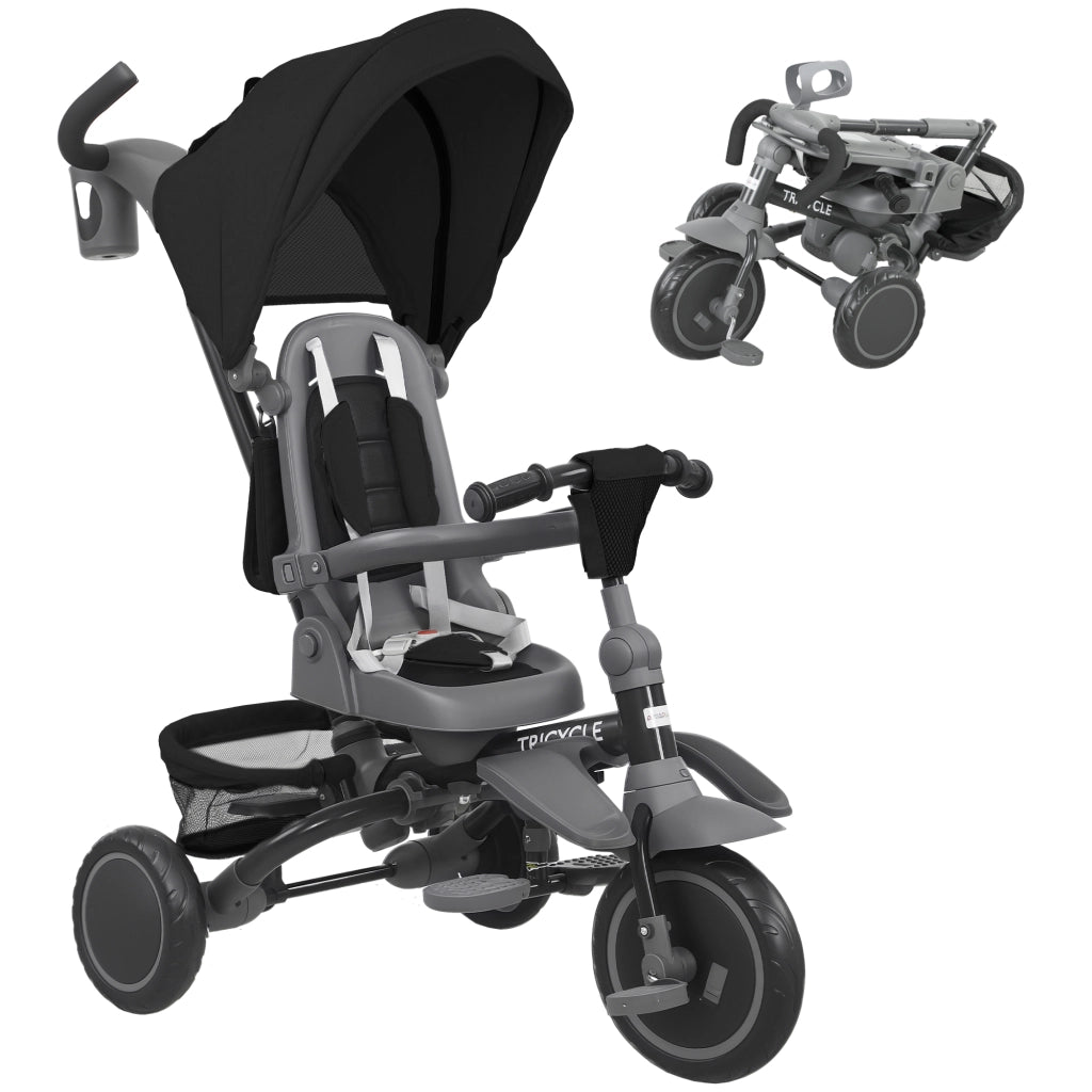 Triciclo 6 in 1 ¨C Xylo ¨C con maniglione di spinta e sedile girevole, nero, 111.5x52x98 cm
