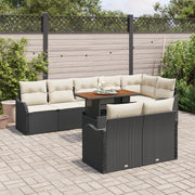 Set di divano da giardino  a 9 pezzi con cuscini in rattan poliestere nero