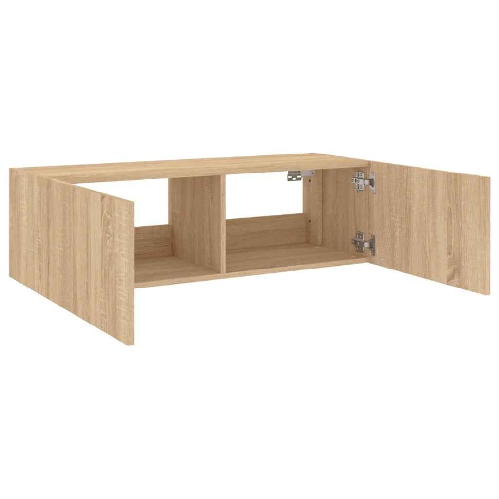 Mobile TV multimediale mensola TV credenza mobile TV sala da pranzo soggiorno parete attrezzata per camera da letto con luci LED rovere Sonoma 100 x 35 x 31 cm marrone 02_0028004