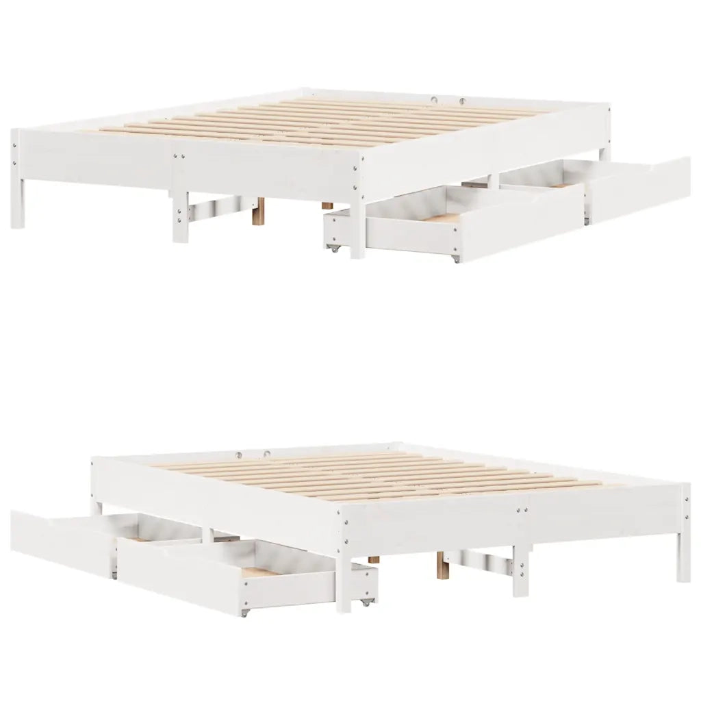 Letto senza Materasso-Struttura Letto Bianco 140x200 cm Legno Massello di Pino 814789