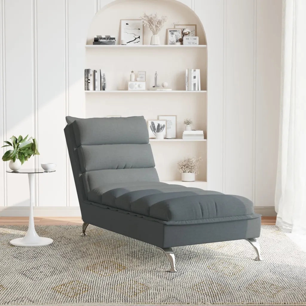 Chaise Longue con Cuscini Grigio Scuro in Tessuto CFW4816924