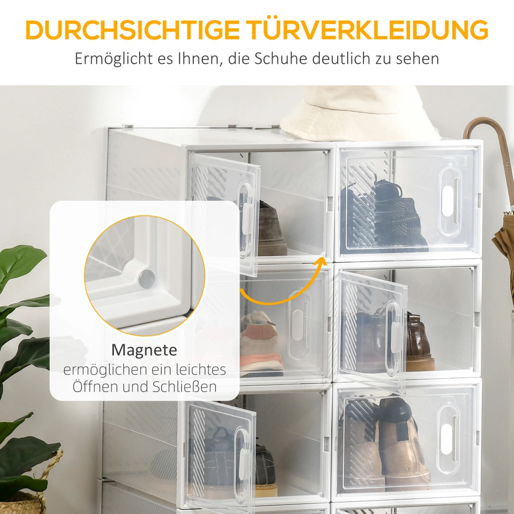 Set di 8 scatole per scarpe, organizer per scarpe con ante magnetiche, scatole per scarpe con coperchio, contenitori in plastica per scarpe, per