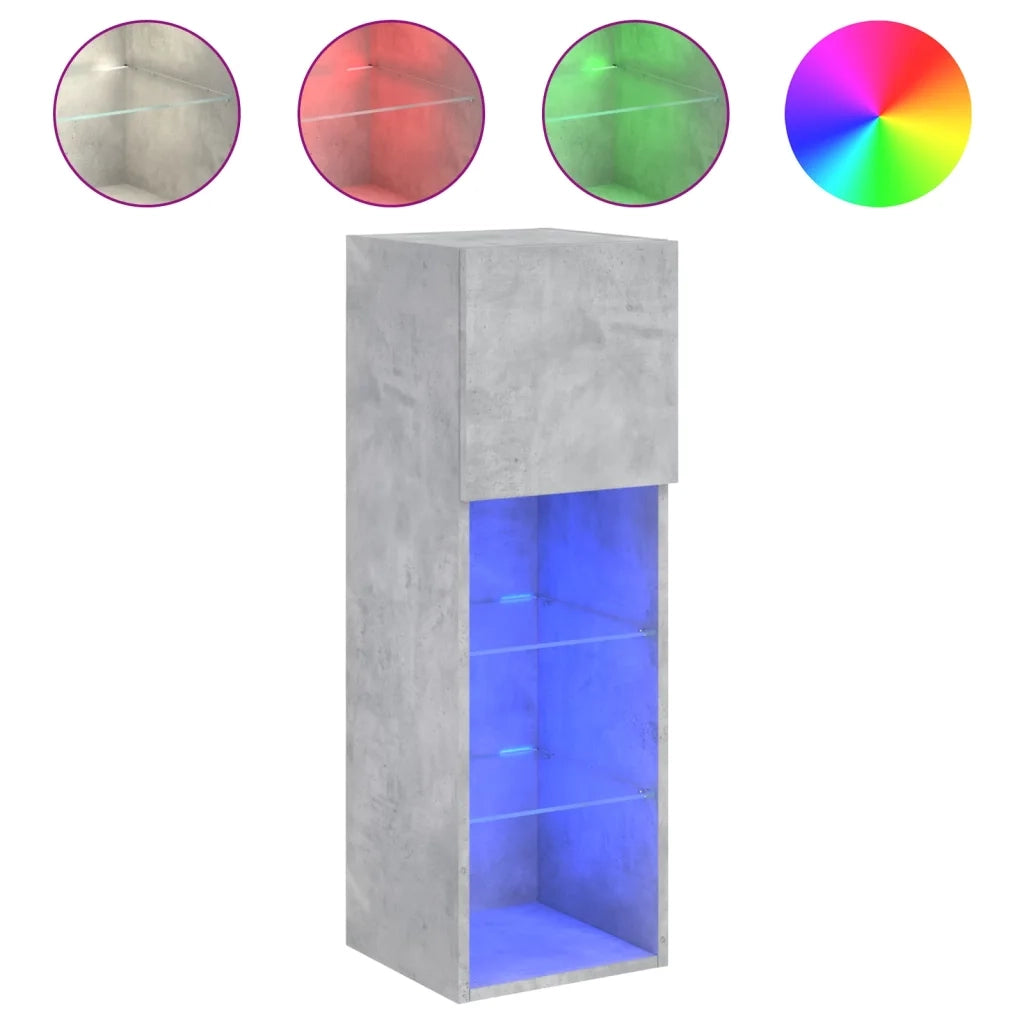 Mobili TV con Luci LED 2pz Grigio Cemento 30,5x30x90 cm 837008