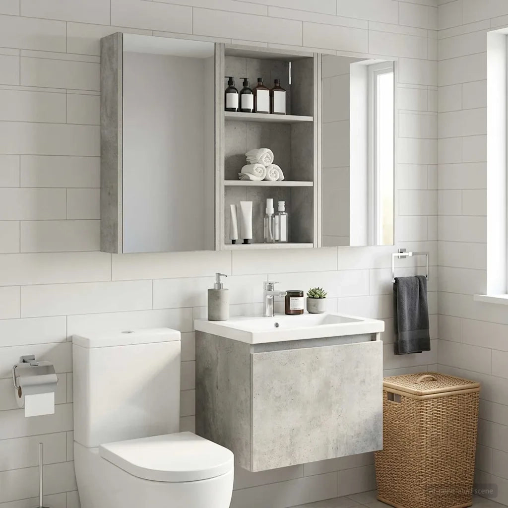 Armadio da bagno a muro Grigio Cemento 40 x 14 x 70 cm