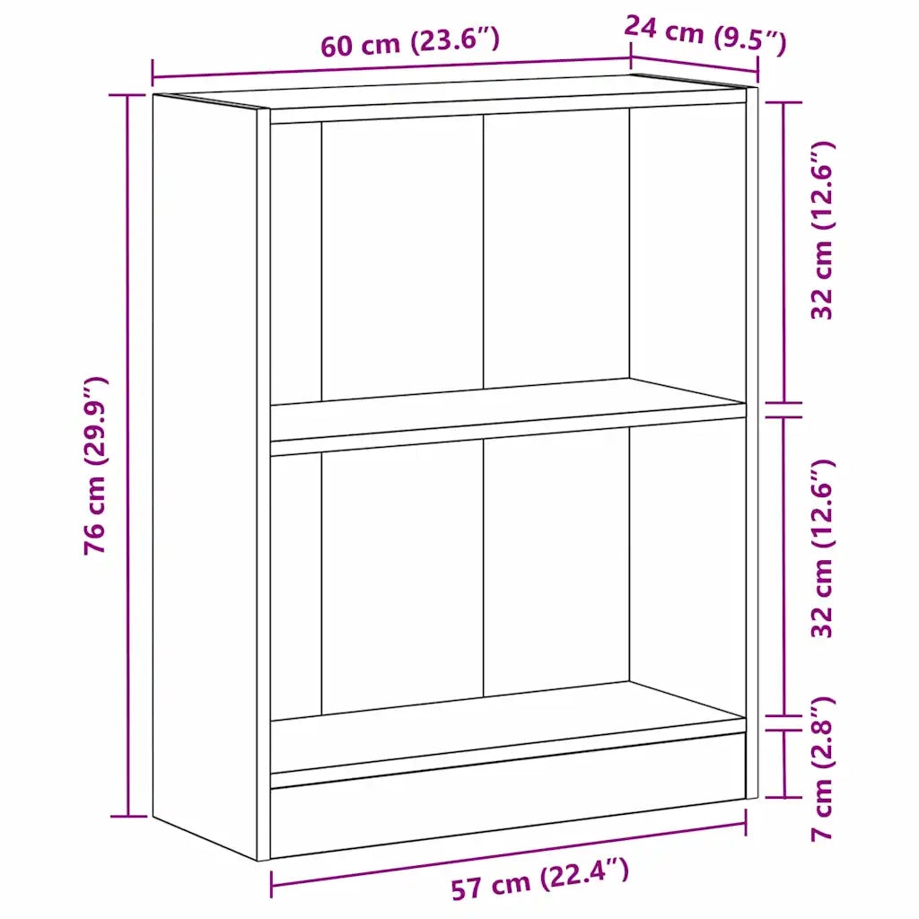 Armadio per Libri Rovere Nero 60 x 24 x 76 cm Legno multistrato 862001