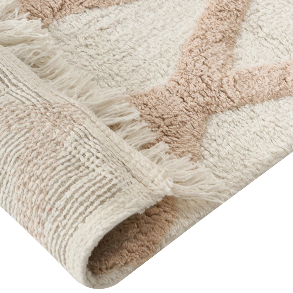 Tappeto Beige Cotone  55 x 120 cm Motivo decorativo a pois Stile Boho Soggiorno Bambini Stanza dei bambini