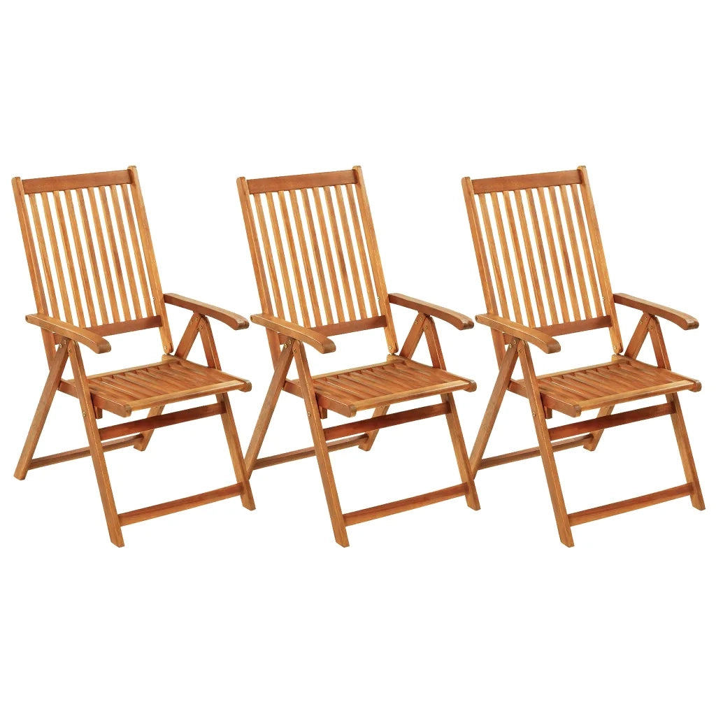Sedie da Giardino Pieghevoli 3 pz con Cuscini Acacia Massello 3064100