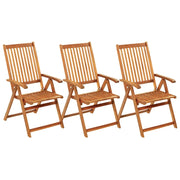 Sedie da Giardino Pieghevoli 3 pz con Cuscini Acacia Massello 3064100