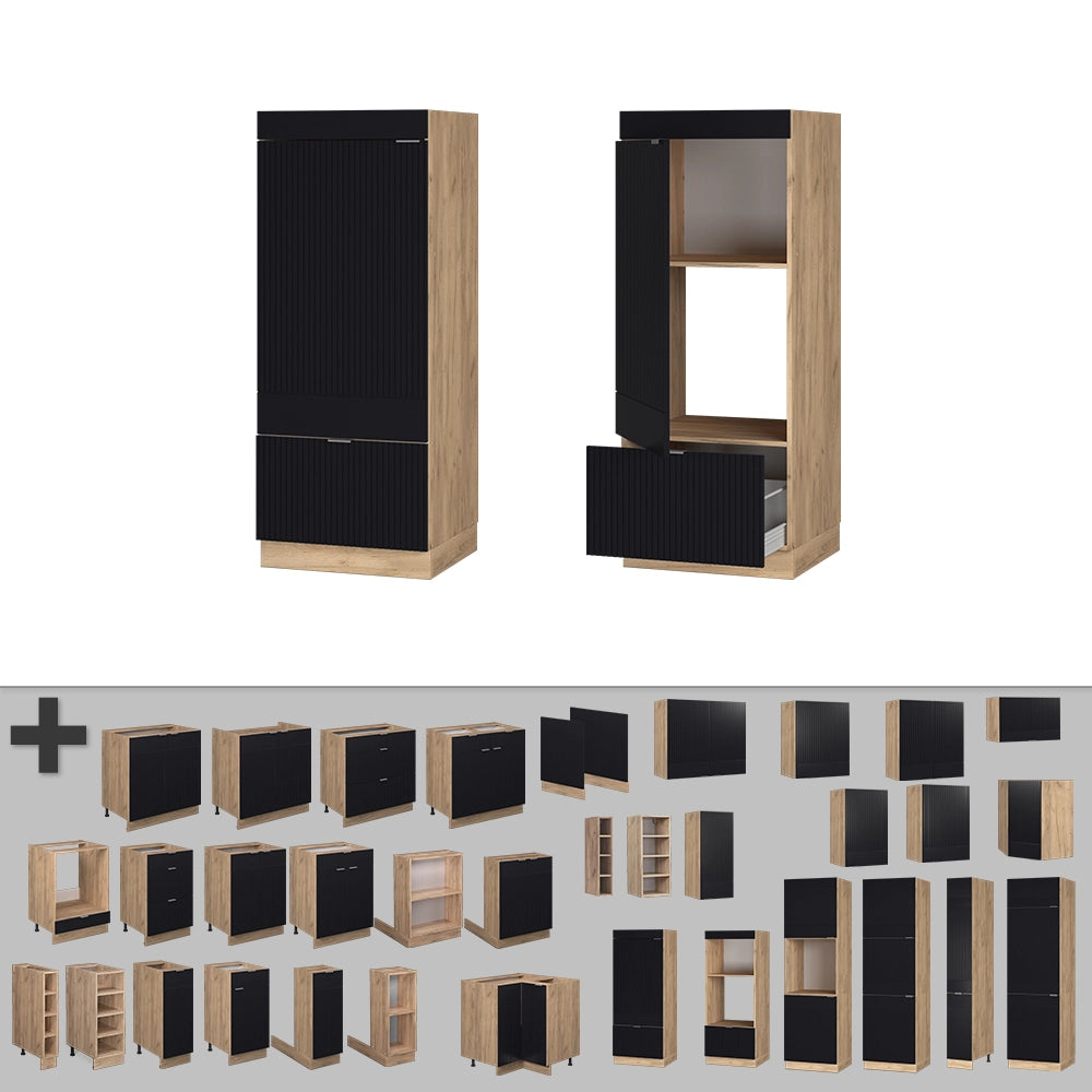 Vicco Set mobili bagno Nero a righe 60 cm