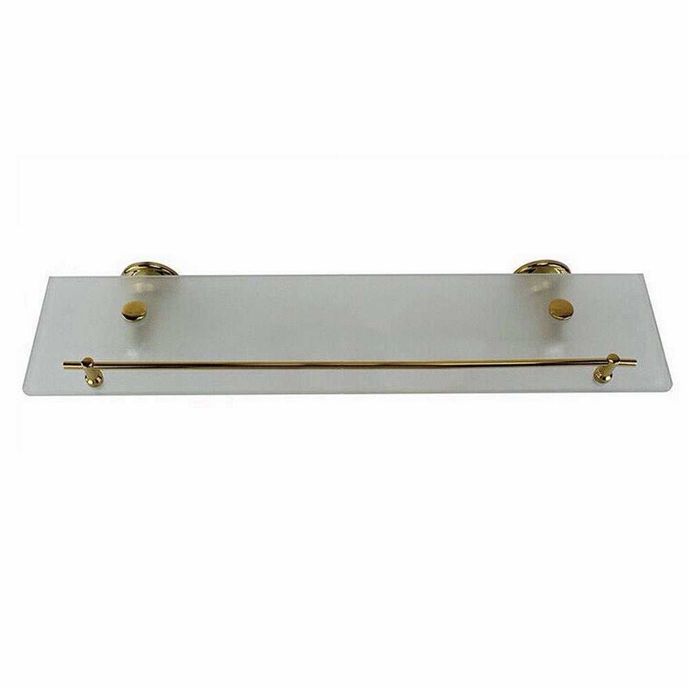 Trade Shop - Mensola In Vetro Satinato Bagno Con Reggimensola Acciaio Cromato Muro Oro 59430 -