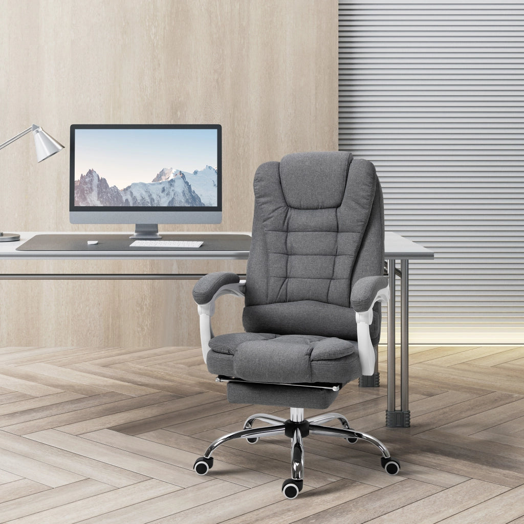 Sedia da ufficio manager con poggiapiedi e schienale reclinabile ¨C zephmum ¨C grigio lino
