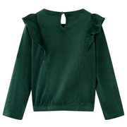Camicetta da Bambina con Arricciature Verde Scuro 128 15109