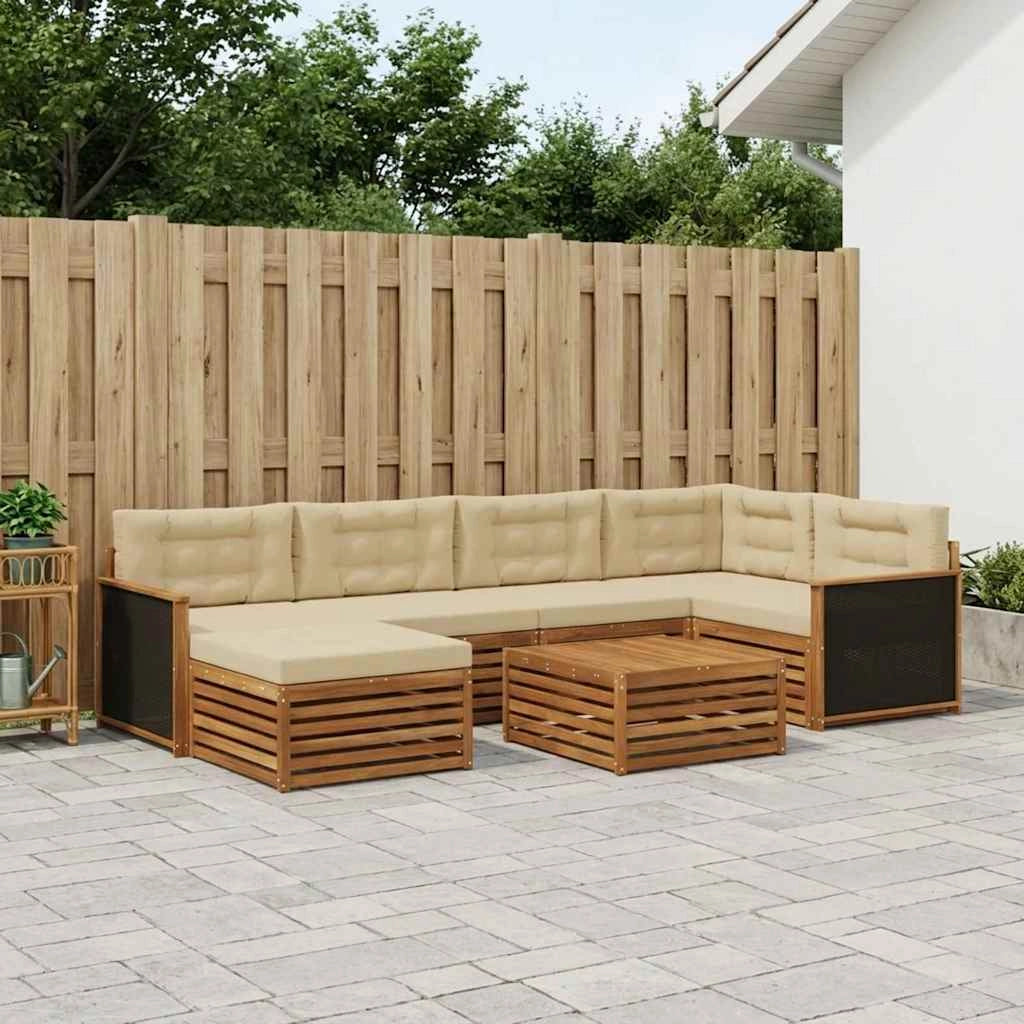 Set di divani da esterno 7 pz Naturale e Beige 3383586