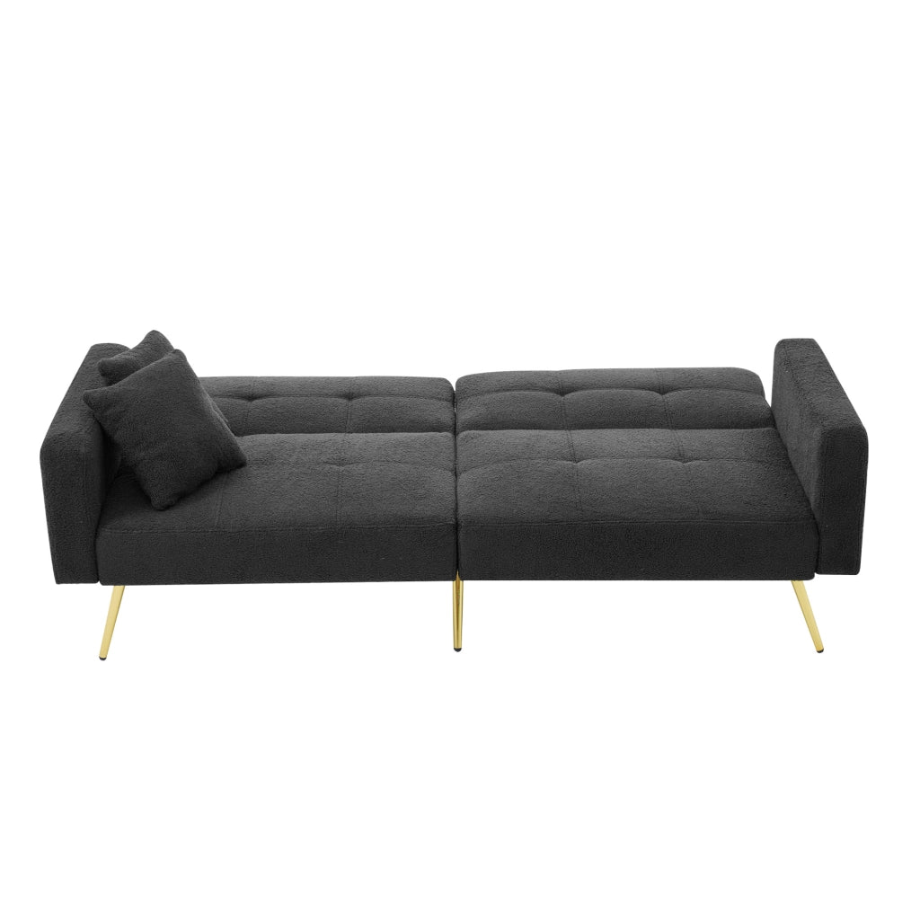 Divano Letto con Contenitore Laterale e Cuscini ¨C MINIMAL ¨C Gambe Dorate, Angolo Regolabile