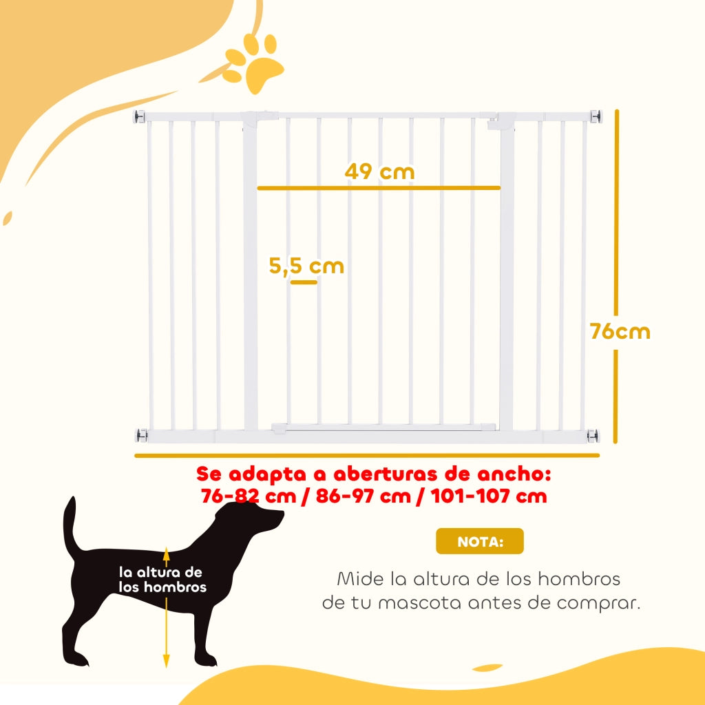 Barriera di Sicurezza Estensibile per Bambini e Animali ¨C zephmum ¨C Metallo Bianco 76-107x76 cm