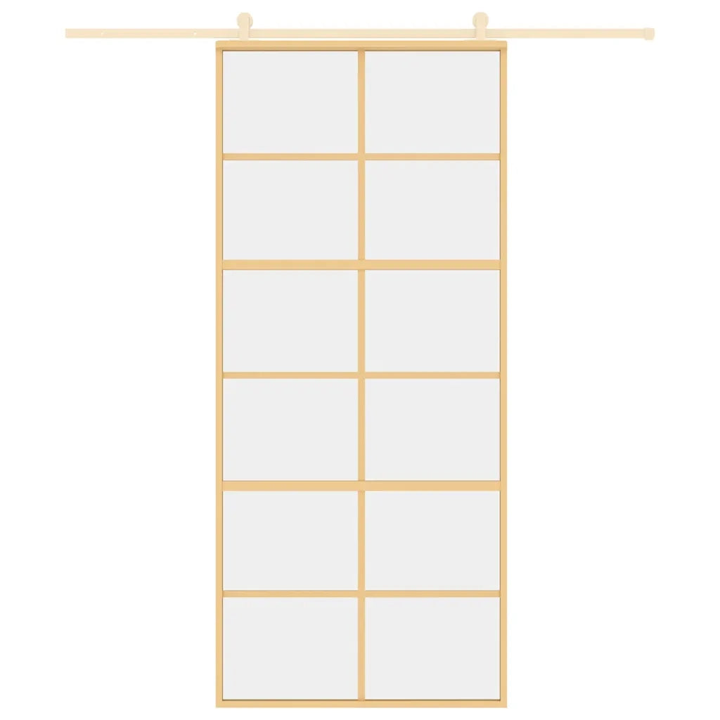Porta Scorrevole Dorata 90x205 Vetro Trasparente ESG Alluminio 155167
