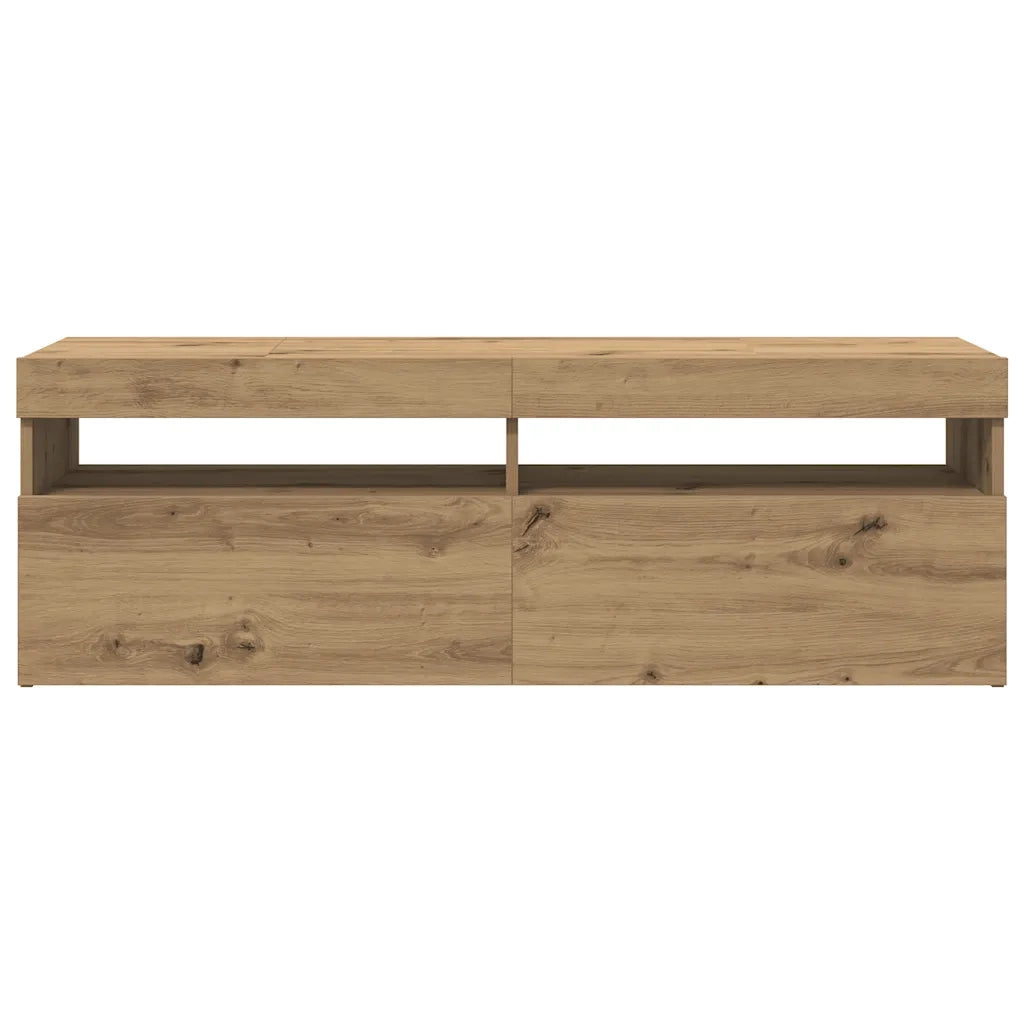 Mobile TV sospeso moderno con luce LED e vano contenitore 120 x 35 x 40 cm finitura rovere ingegnerizzato realizzato artigianalmente 02_0050841