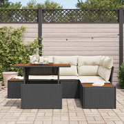 Set da Pranzo per Giardino con cuscino 5 pcs Nero e Beige 3350064