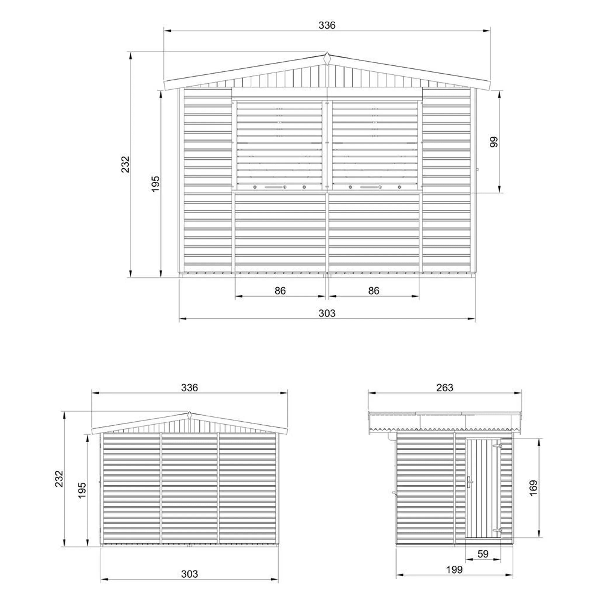 Chiosco in legno da giardino - 263 x 336 cm / 6 m2 - TIMBELA M150Z