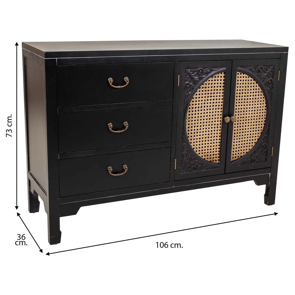 Credenza in legno nero 106x36x73