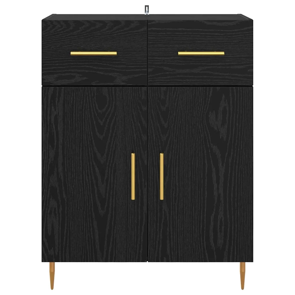 Credenza-Buffet-Armadio da cucina Rovere Nero 69,5 x 34 x 90 cm Legno multistrato 849101