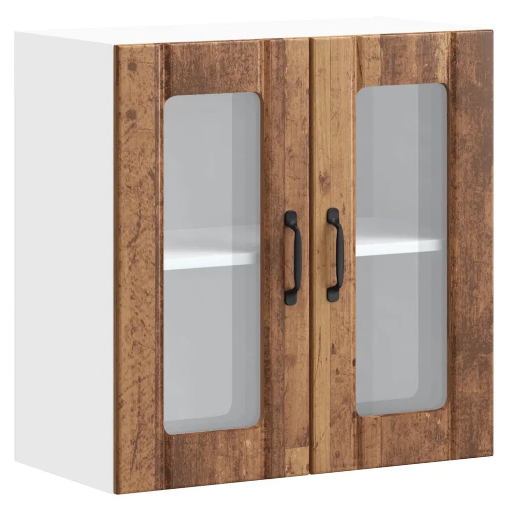 Pensile da Cucina con Porta in Vetro Lucca Legno Vecchio