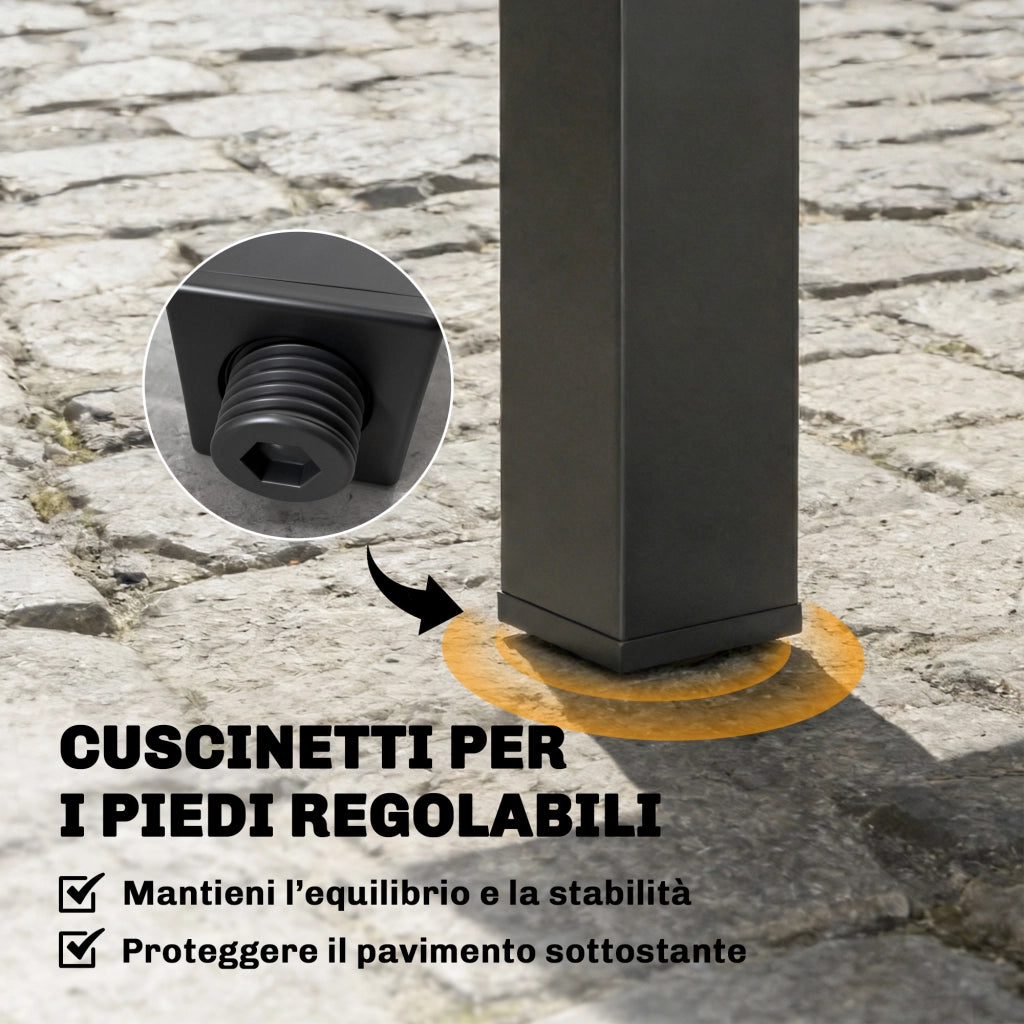 Tavolo da pranzo allungabile per esterno ¨C zephmum ¨C alluminio nero 80-160x80x75 cm