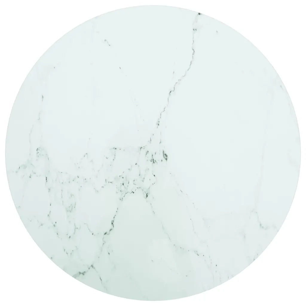 Piano per Tavolo Bianco Ã˜60x0,8 cm Vetro Temperato Design Marmo