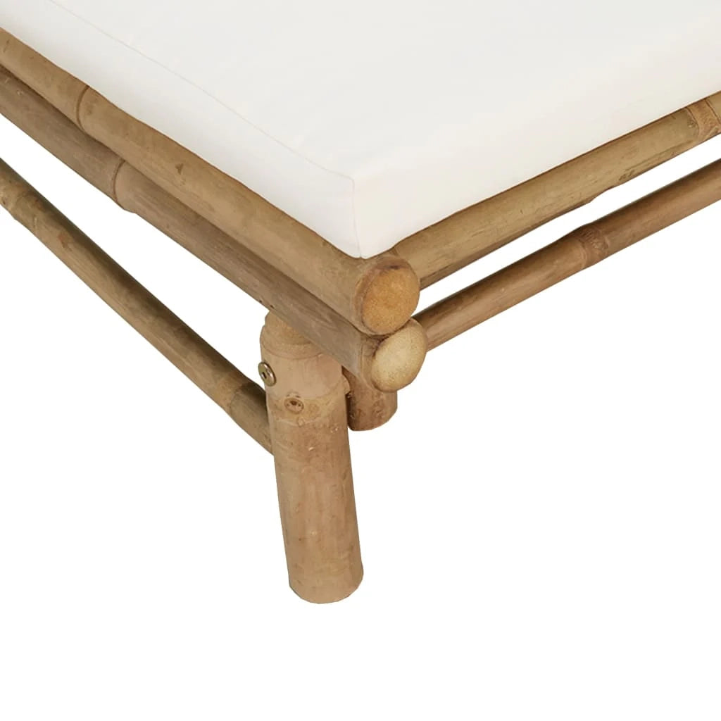 Set di mobili da giardino mobili da esterno set da 5 pezzi con cuscini bambù bianco crema 02_0016303