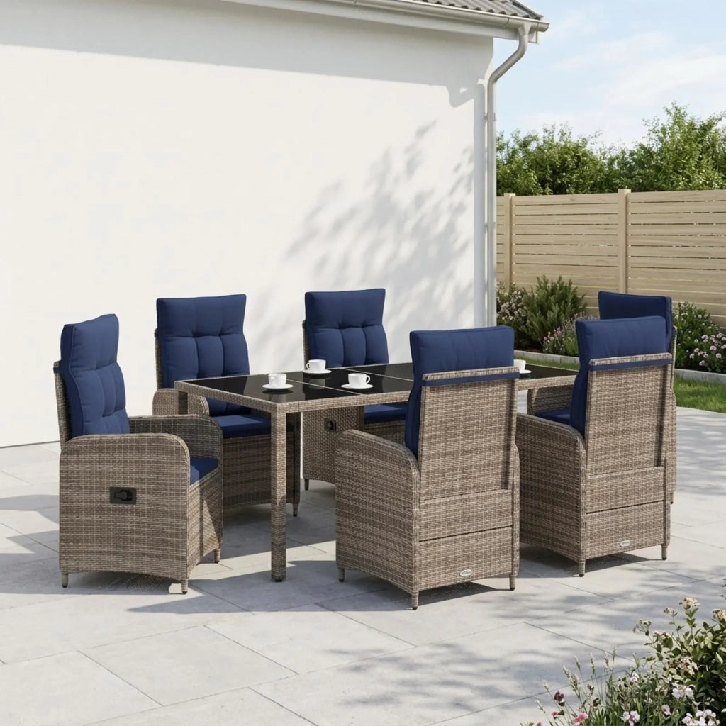Set da pranzo per esterni 7 pz polyrattan 3422332