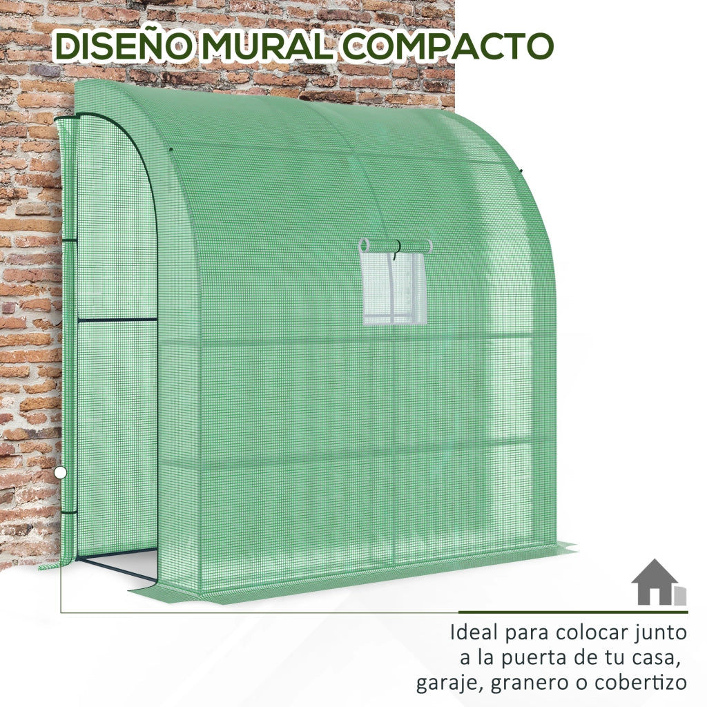 Serra da Giardino per Esterno ¨C Xylo ¨C Acciaio Verde con Finestre e Scaffali 200x100x215cm