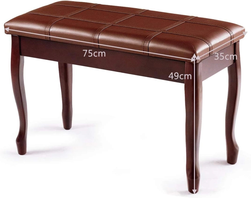 Panca per Piano Sgabello Panca Pianoforte, Cuscino Imbottito, con Scomparto di Immagazzinaggio, Costruzione in Legno Massiccio Rigido (Marrone)