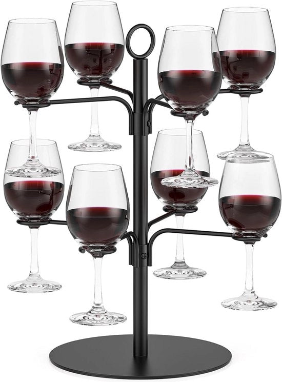 Torrino per 8 bicchieri per cocktail Aperol, albero per cocktail in vetro nero per feste e regali