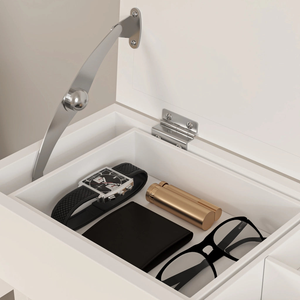Appendiabiti verticale bianco con cassetto e organizer, struttura leggera in MDF