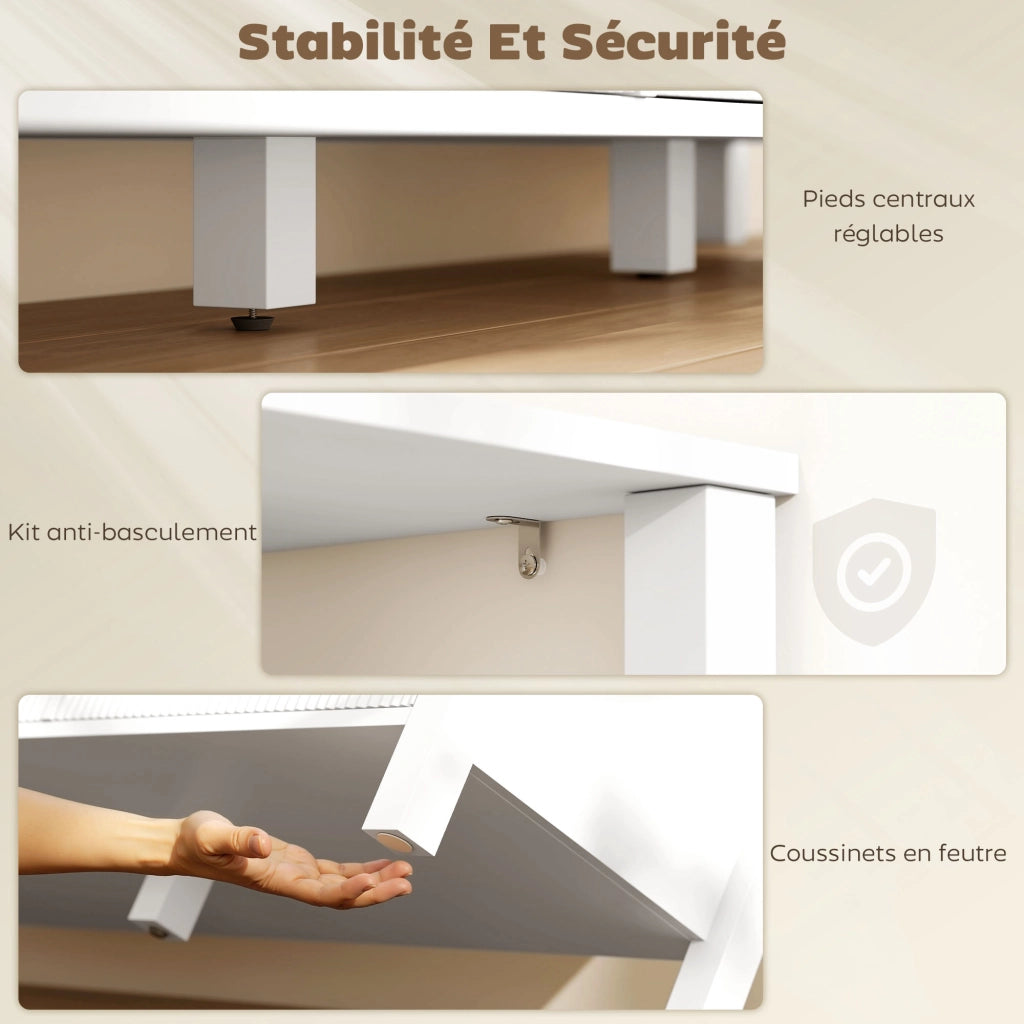 Mobile TV con cassetti e ripiani ¨C zephmum ¨C bianco 152x39.5x50 cm