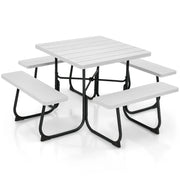 Set tavolo da picnic con 4 panche integrate 170 x 170 x 76 cm stabile e resistente alle intemperie metallo bianco 20_0011986