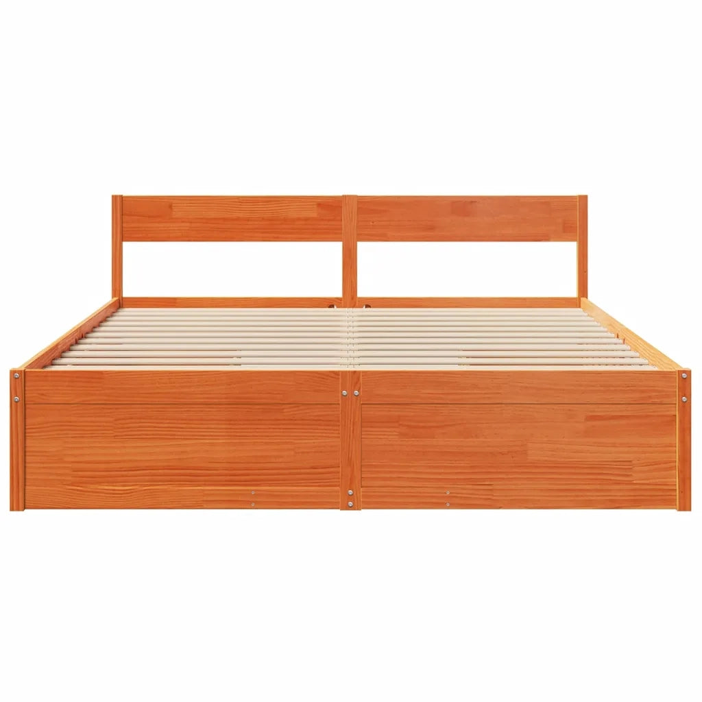 Letto senza Materasso Marrone Cera 200x200 cm in Legno di Pino