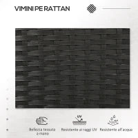 Divanetto per Esterni 2 Posti con Tavolino da Caffè, in Acciaio e Rattan PE, 137x59x82 cm, Nero