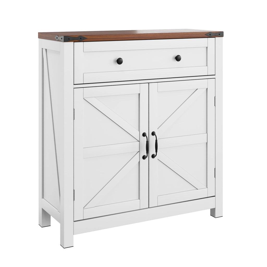 Credenza con 1 cassetto; 2 ante e ripiano regolabile per cucina in MDF 76×30×83 cm bianco