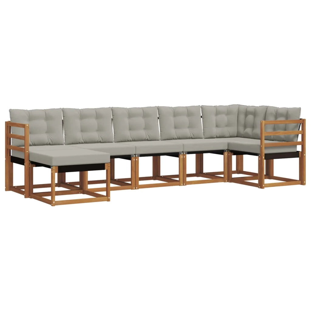 Set di divani da esterno 7 pcs Grigio Naturale e Chiaro