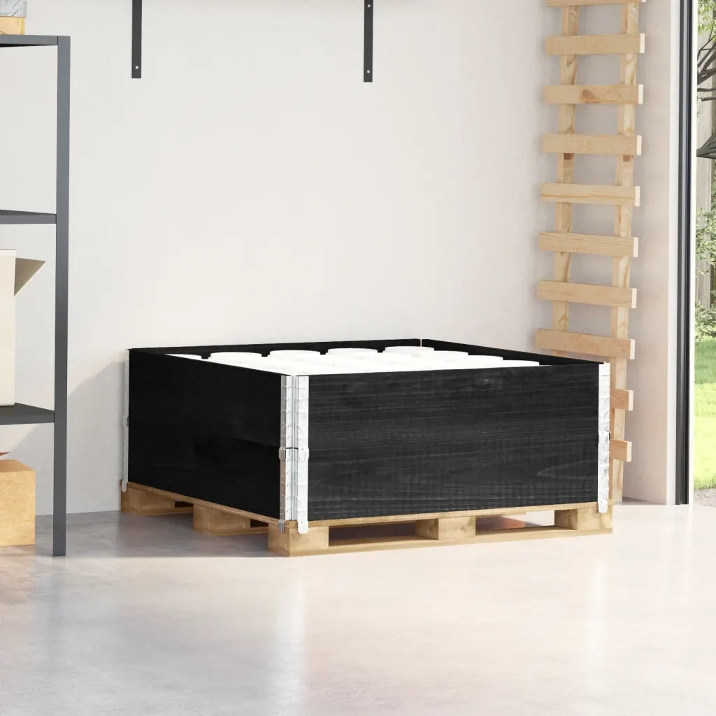 Paretali per Pallet 2 pz Neri 100x100cm Legno Massello di Pino CFW4492596