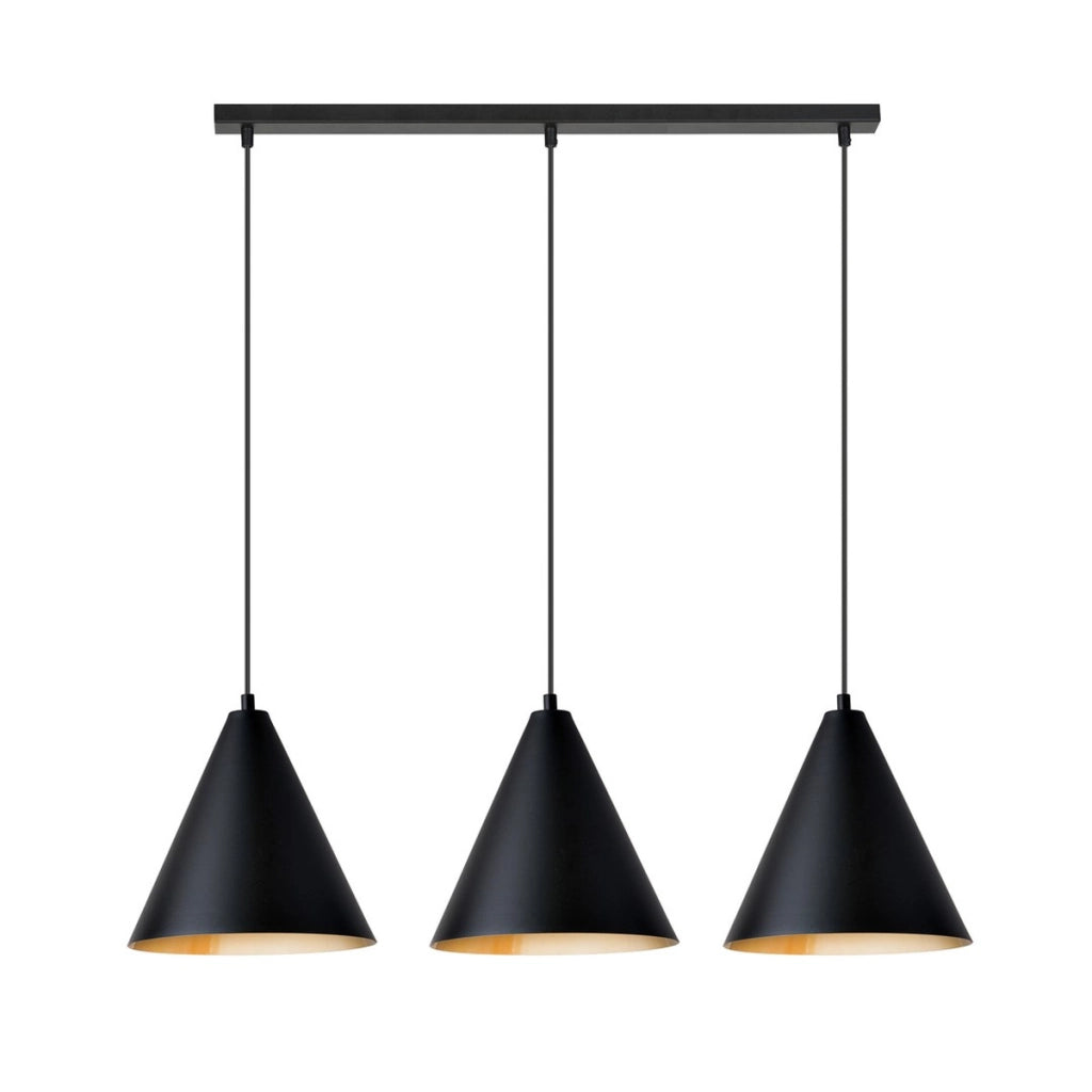 Lampada a sospensione REBEL in acciaio nero e oro