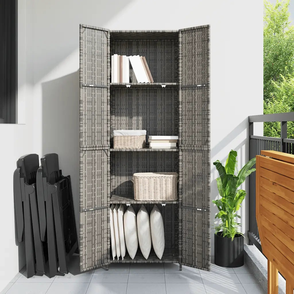 Armadietto Portaoggetti da Giardino 59x40x180 cm in Polyrattan 319873