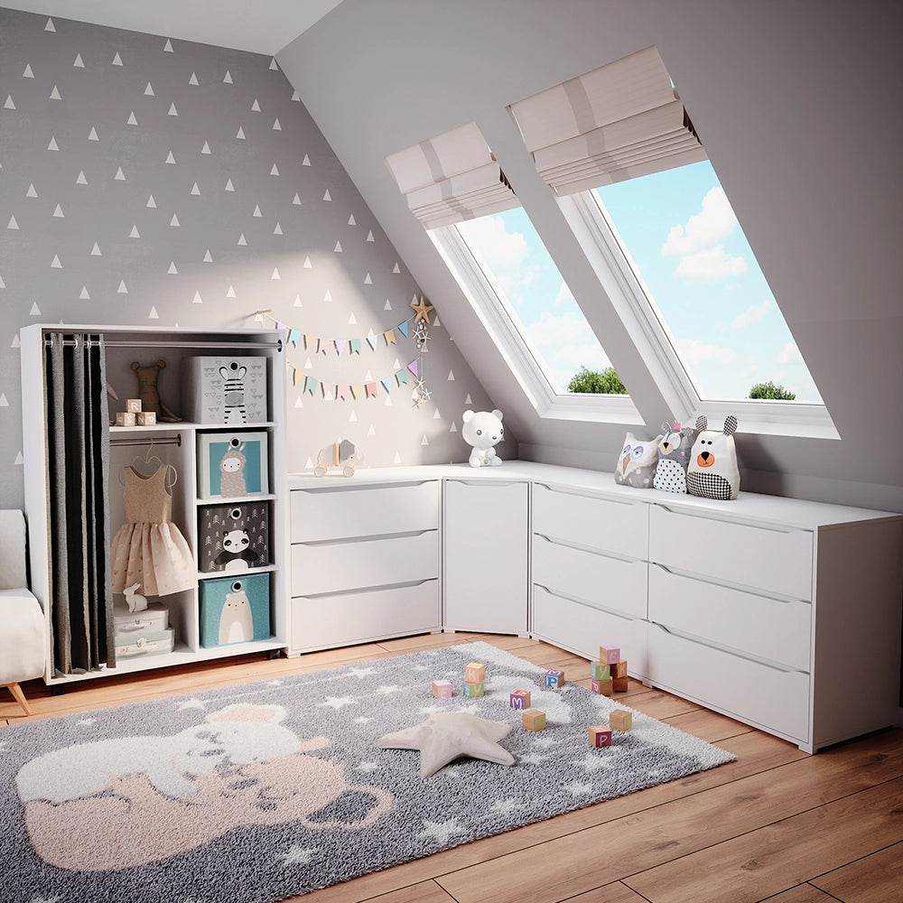 Vicco Armadio multifunzione Bianco 100 x 146.6 cm con box pieghevole