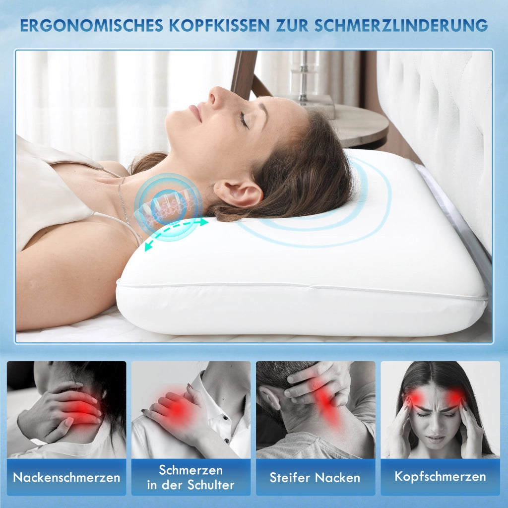 Cuscino Memory Foam Ergonomico per Collo ¨C Zephmum ¨C 60x40 cm Cremewei? con Fodera Rimovibile