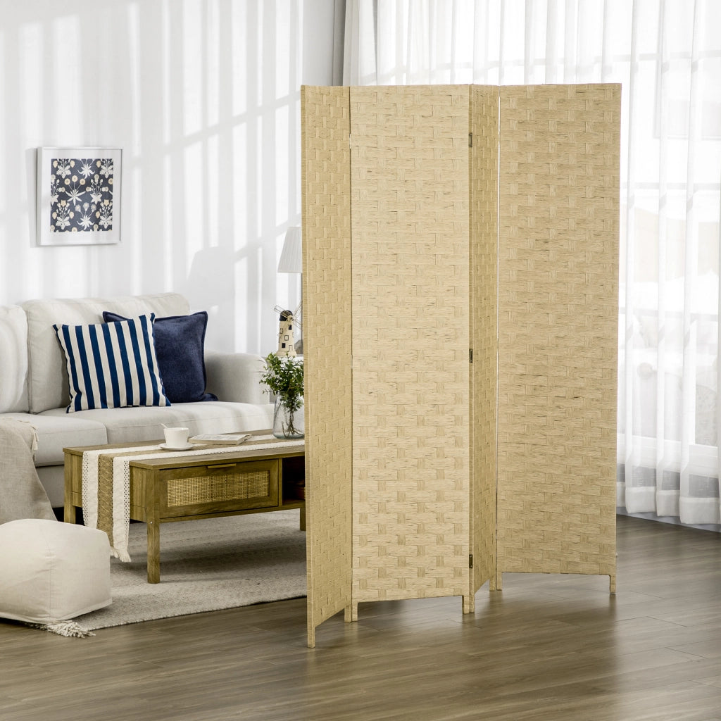 EasyComfort Paravento Separé da Interno a 4 Ante in Legno, Pieghevole e Salvaspazio Altezza 170cm, Marrone