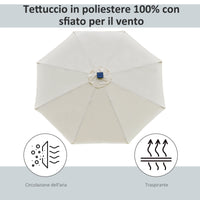 Ombrellone da Giardino con Luci LED a Pannello Solare Ø2,66m in Metallo e Poliestere Bianco Crema