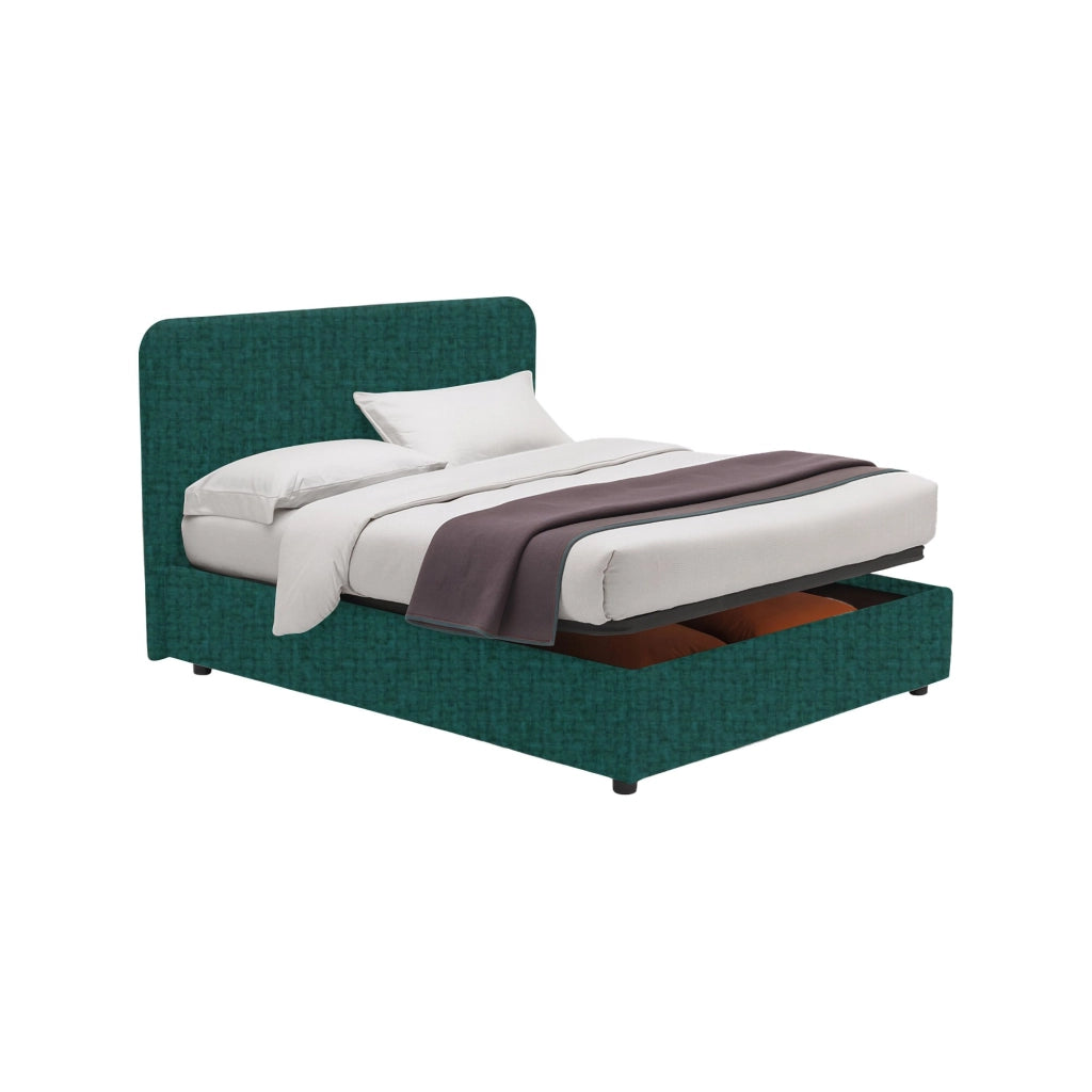 Poole, Letto Piazza e Mezza Sfoderabile Made in Italy, Verde Petrolio