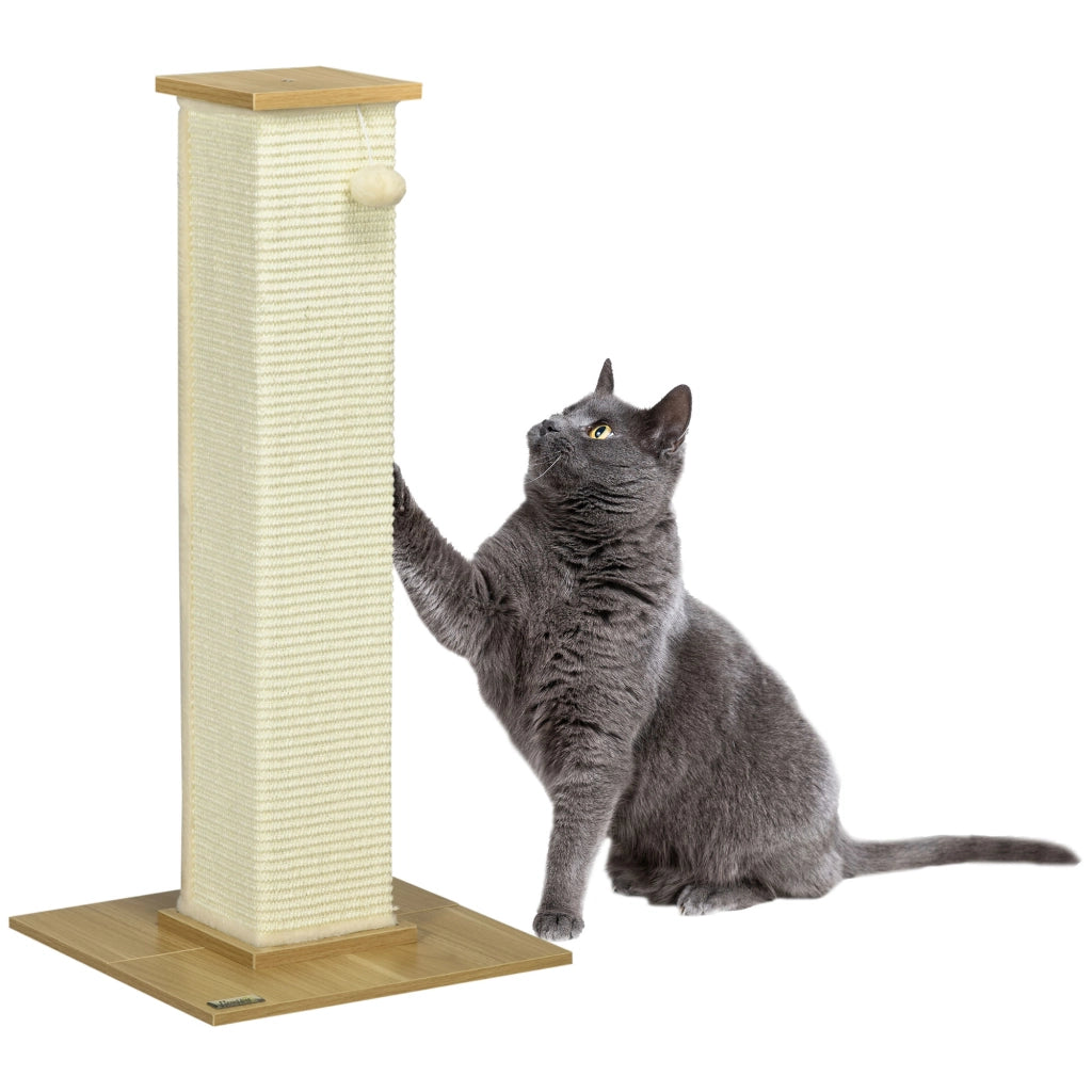 Albero tiragraffi per gatti con giocattoli ¨C Minimal ¨C Beige 38x38x80