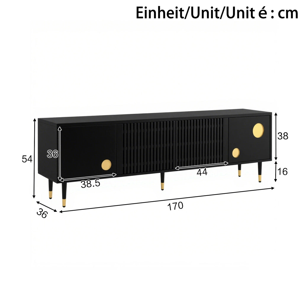 Cassettiera per TV nera in MDF lunghezza 170 cm